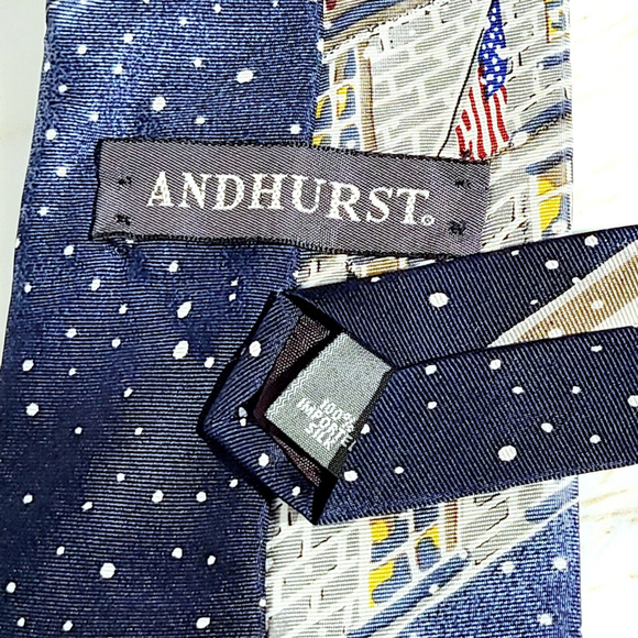 VTG 90s Santa Clause Christmas Tie 100% Silk Andhurst - Picture 2 of 2